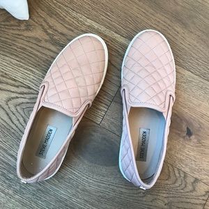 light pink quilted Steve Madden slip ons